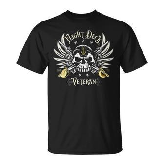Flight Deck Veteran Skull Naval Aviation T-Shirt - Seseable