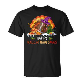 Football Halloween Christmas Thanksgiving Hallothanksmas V2 T-shirt - Thegiftio UK