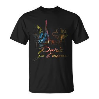 France Paris Eiffel Tower Je Taime T-Shirt - Seseable
