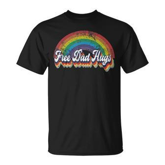 Free Dad Hugs Rainbow Flag Gay Lgbt Pride Month Daddy Unisex T-Shirt - Seseable