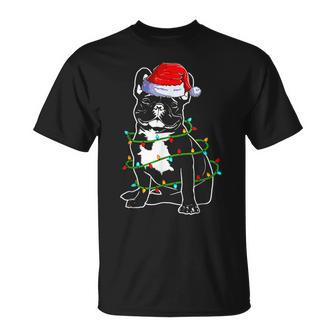 French Bulldog Christmas Dog Mom Dad Christmas Lights T-shirt - Seseable