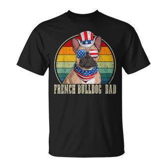 French Bulldog Dad Retro Sunglasses 4Th Of July Fathers Day Unisex T-Shirt - Seseable