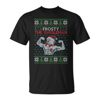Frosty The Swoleman Snowman Ugly Christmas Sweater T-shirt - Seseable