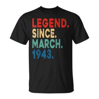 Funny 80 Years Old Gifts March 1943 Vintage 80Th Birthday Unisex T-Shirt | Mazezy