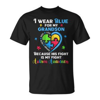 Funny Autistic Heart Autism Grandson Grandma Grandpa Unisex T-Shirt | Mazezy