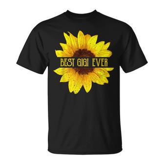 Funny Best Gigi Ever Sunflower Apparel Fun Grandma Womens Unisex T-Shirt - Seseable