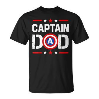 Funny Captain Dad Superhero Daddy Fathers Day For Mens Dad Unisex T-Shirt