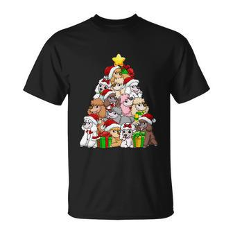 Funny Christmas Poodle Pajama Shirt Tree Dog Dad Mom Xmas Unisex T-Shirt - Monsterry DE