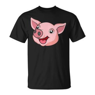 Funny Cute Pig Face Farm Adorable Pink Piglet Lover Farmer Unisex T-Shirt - Seseable