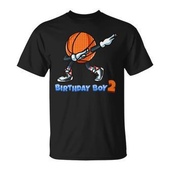 Funny Dabbing Basketball Ball 2Nd Birthday Boy 2 Years Old Unisex T-Shirt | Mazezy
