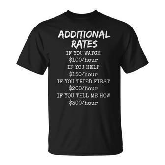 Funny Mechanic Or Contractor Hourly Rate Labor Rates Unisex T-Shirt | Mazezy