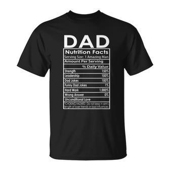 Funny Mens Fathers Day Dad Nutrition Facts Gift Unisex T-Shirt - Monsterry UK