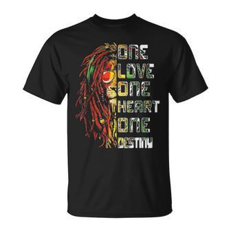 Funny One Love One Heart Retro Bob Marley Love Music Unisex T-Shirt - Seseable