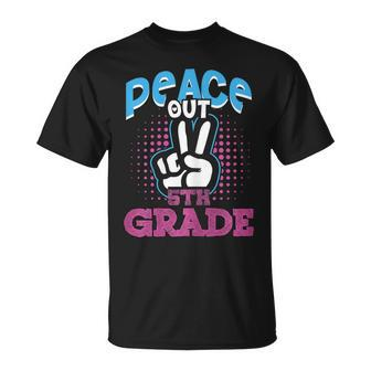 Funny Peace Out 5Th Grade Shirt First Last Day Of School Unisex T-Shirt | Mazezy