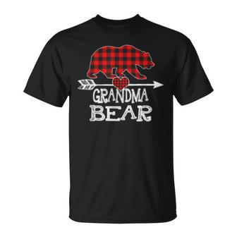Funny Red Plaid Grandma Bear Buffalo Matching Family Pajama Unisex T-Shirt | Mazezy