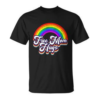 Funny Retro Vintage Free Mom Hugs Rainbow Lgbtq Pride Unisex T-Shirt - Monsterry UK