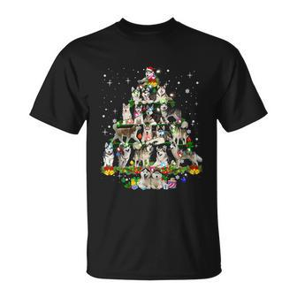 Funny Siberian Husky Christmas Tree Xmas Dog Dad Mom Tshirt Unisex T-Shirt - Monsterry DE