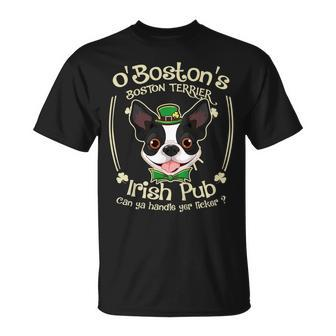 Funny St Patricks Day Boston Terrier Dog Irish Pub Shirt Unisex T-Shirt | Mazezy
