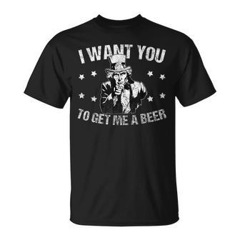 Funny Uncle Sam I Want You To Get Me A Beer Unisex T-Shirt | Mazezy AU