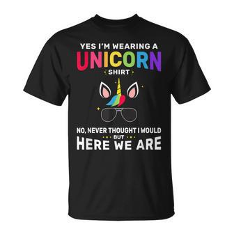 Funny Unicorn Gift For Dad Grandpa Brother Men Christmas Unisex T-Shirt | Mazezy
