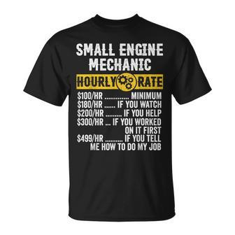 Funny Vintage Small Engine Repair Mechanic Hourly Rate Gift For Mens Unisex T-Shirt | Mazezy