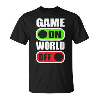 Game On World Off Gamer Gaming Konsole Gamepad Zocken T-Shirt - Seseable