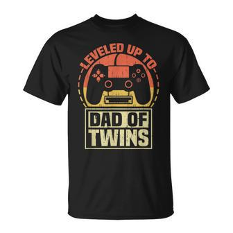 Gamer Dad Fathers Day Leveled Up To Dad Of Twins Vintage T-Shirt - Seseable
