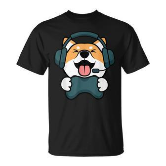 Gamer Hund Shiba Inu Gaming Zocken Nerd Lustig Kawaii Zocker T-Shirt - Seseable