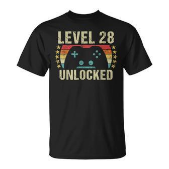 Gaming Vintage 28Th Birthday Gift 28 Year Old Boy Girl Gamer Unisex T-Shirt | Mazezy
