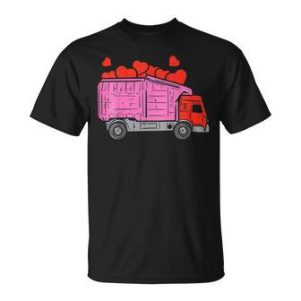 Garbage Truck Hearts Toddler Boys Valentines Day Valentine T-Shirt - Seseable