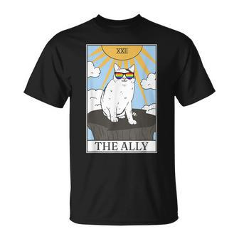 Gay Pride Pride Sunglasses Ally Cat Tarot Card Unisex T-Shirt | Mazezy