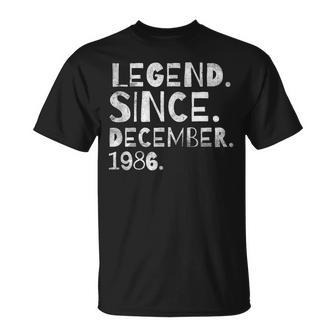 Geburtstagslegende Seit Dezember 1986 Born Day Jungen Mädchen T-Shirt - Seseable