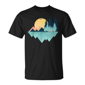 Geometric Mountain Abstract Geometry Outdoor T-Shirt - Seseable