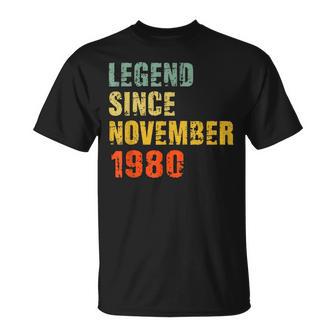 Geschenke Zum 42 Geburtstag Legende Seit November 1980 T-Shirt - Seseable