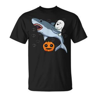 Ghost Riding Shark Lazy Halloween Costume Animal Pumpkin T-shirt - Thegiftio UK