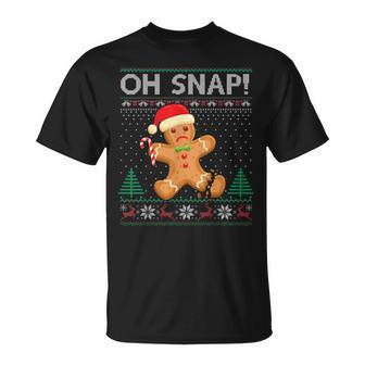 Gingerbread Man Cookie Ugly Sweater Oh Snap Christmas T-shirt - Seseable