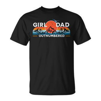 Girl Dad Outnumbered Sunset Graphic Funny Fathers Day Gift For Mens Unisex T-Shirt