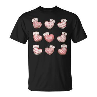 Girls Women Nurses Valentines Day Hearts Leopard Cute T-Shirt - Seseable