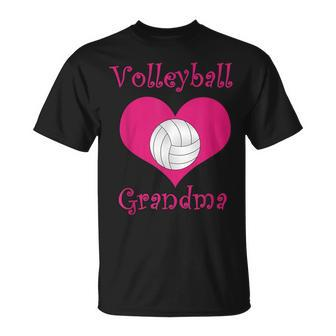 Girly Pink Volleyball Grandma Heart Unisex T-Shirt | Mazezy