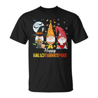 Gnomes Happy Hallothanksmas Halloween And Merry Christmas V5 T-shirt - Thegiftio UK