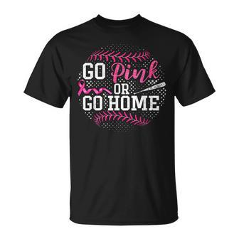 Go Pink Or Go Home Breast Cancer Softball T-shirt - Thegiftio UK