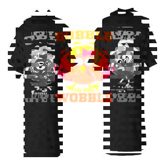 Gobble Til You Wobble Cute Turkey Football Thanksgiving T-shirt - Thegiftio