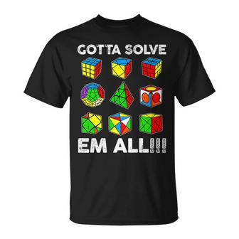 Gotta Solve Em All Speed Cubing Competitive Puzzles Cube T-Shirt - Seseable
