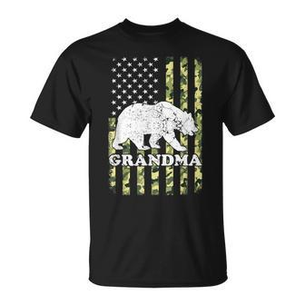 Grandma Bear Camouflage Usa American Flag Unisex T-Shirt | Mazezy