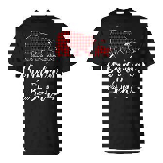 Grandma Bear Christmas Pajama Red Plaid Matching Family Unisex T-Shirt | Mazezy