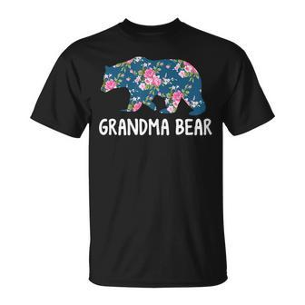 Grandma Bear Floral Grandmother Gift For Womens Unisex T-Shirt | Mazezy