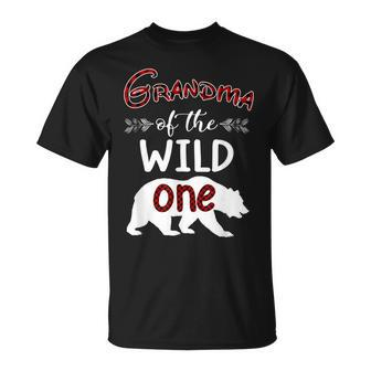 Grandma Bear Of The Wild One Red Plaid Gifts Unisex T-Shirt | Mazezy
