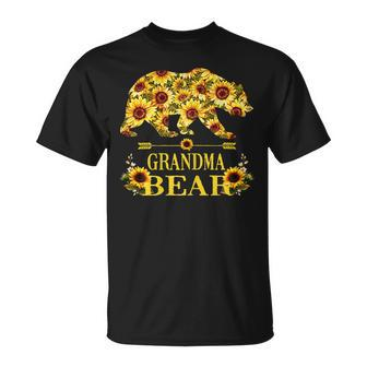 Grandma Bear Sunflower Hippie Cute Family Matching Gifts Gift For Womens Unisex T-Shirt | Mazezy AU