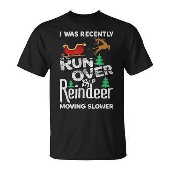 Grandma Got Run Over By A Reindeer Funny Grandma Christmas Unisex T-Shirt | Mazezy