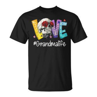 Grandma Life Love Grandma Skull Rose Mothers Day Unisex T-Shirt | Mazezy